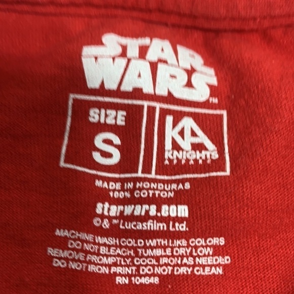 MEN’S Knights Apparel Red Star Wars Darth Vader Short Sleeve Tee Shirt Size S - Picture 4 of 4